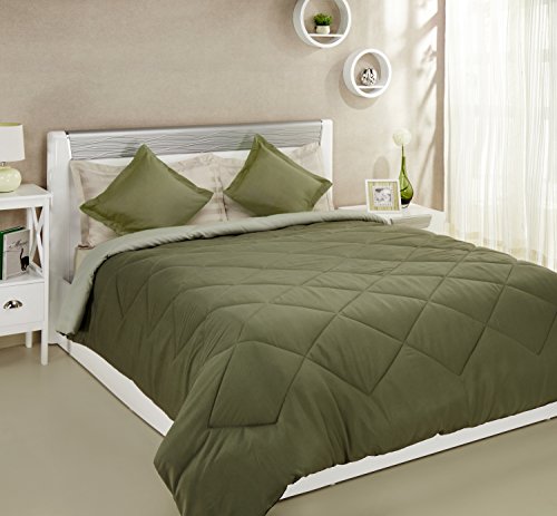 Image of Amazon Brand - Solimo Microfibre Reversible Comforter, Double (Mossy Green & Pistachio Green, 200 GSM)