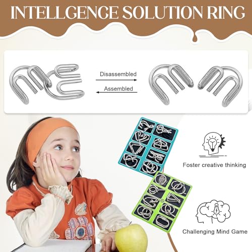 Image of 16 Pack Metal Puzzles for Adults & Kids - Brain Teaser Metal IQ Puzzle Set with Storage Pouch, Disentanglement Interlock Puzzle Game for Focus & Fun