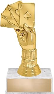 5.5" Gold Cribbage Cards Hand Award Trophy On White Base
