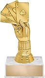 5.5' Gold Cribbage Cards Hand Award Trophy On White Base