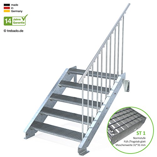 Preisvergleich Produktbild Trebado Außentreppe, 5 Stufen ST1, Breite 100cm, Geländer rechts