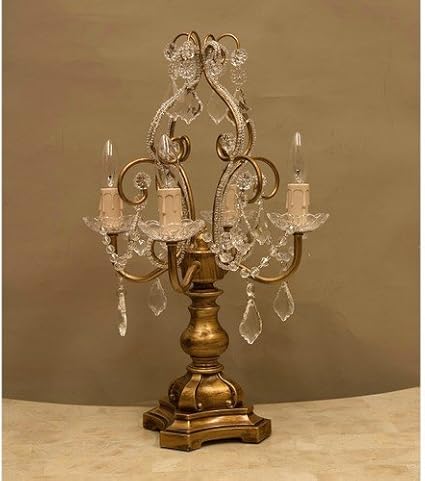 Amazon 豪華でアンティーク調 ４灯ガラスシャンデリア ケウェウス アンティ クゴールド スタンドランプ テーブルランプ ランプ 照明器具 姫 シャンデリア
