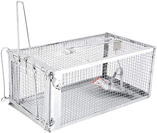 REPTI ZOO1PCS Rat and Squirrel Cage Trap (Humane, Easy to Bait and Set, Long-Lasting Galvanised Mesh) Rat Mouse Cage Trap Heavy Duty Snap Trap-Easy Set Cage Medium Size HT-L