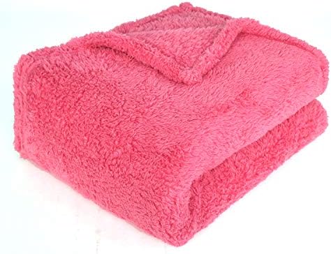 EHC Teddy Super Soft Fleece Warm Throw Thermal Sofa Blanket 130 x 170cm - Blue