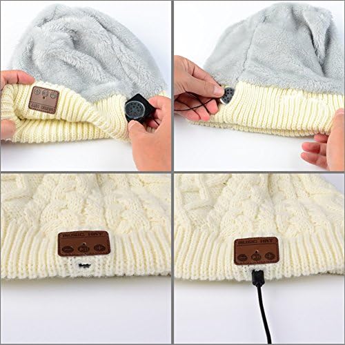 HaetFire Wireless Music Headphone Beanie Hat Winter Warm Washable Knit Hat with Wireless Headset Speaker Mic Hands Free Running Cap for Men Women Outdoor Sports Skiing Skating