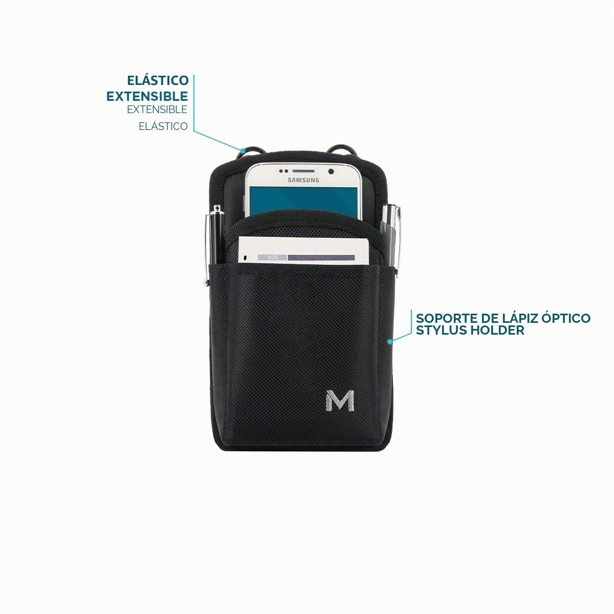 Funda Universal para Dispositivo de 6-7'' con Trabilla, Cinturón y Bolsillo para Accesorios, Sistema de Fácil Acceso