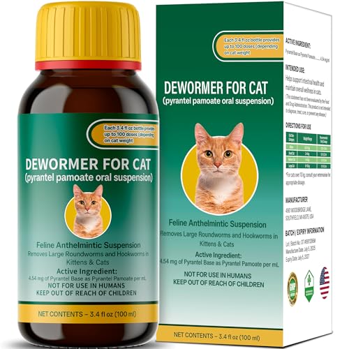 Dog & Cat Liquid Kitten Dewormer for All Wormers, Pyrantel Pamoate, Roundworms & Hookworms, 100ml