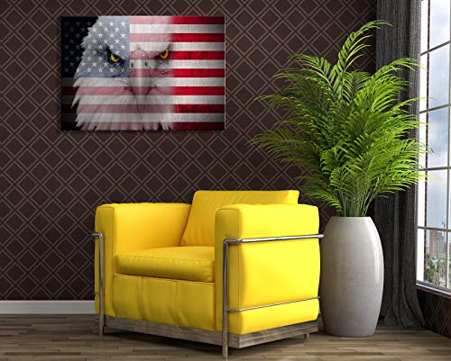 American Flag Wall Art Vintage Bald Eagle Canvas Prints, Retro Bald Eagle Wall Art Usa Us Poster Prints, Vintage American Military Flag Picture Hd Print Artwork For Living Room Framed Ready To Hang #TOP2
