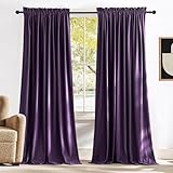 NICETOWN Purple Velvet Curtains 84 inches for Bedroom, Sound Reducing Heavy-Duty Solid Rod Pocket Light Blocking Drapes/Panels for Living Room (2 Panels, 52 inches Wide Each Panel)
