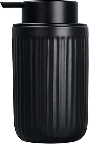 BosilunLife Dispensador de jabón de manos para platos, dispensador de jabón líquido negro para baño, dispensador de platos de cocina de cerámica de