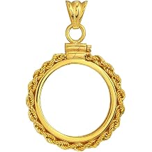 14K Yellow Gold Canadian Maple Leaf Coin Bezel Rope Chain - Pendant