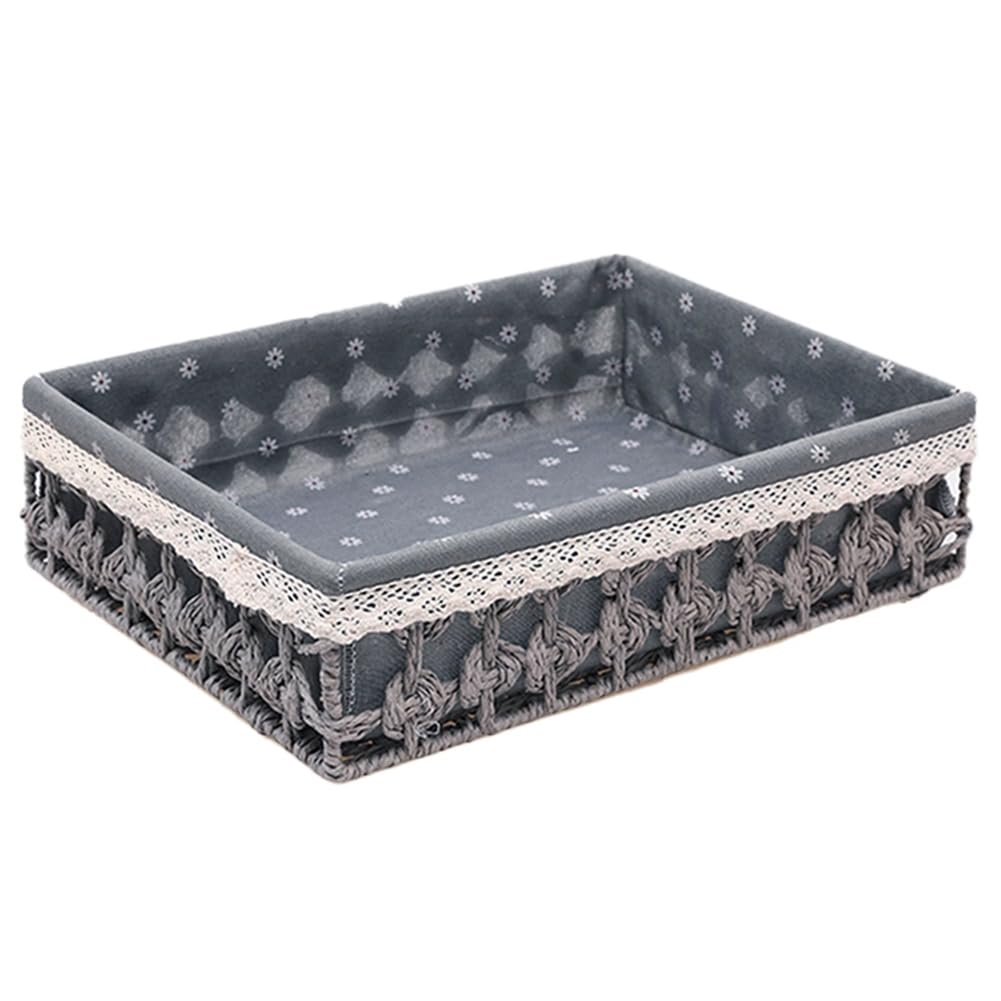 Yehei Grey Rattan Storage Baskets Woven Basket Fruit Bread Snack Storage Tray Picnic Basket, Easy To Use