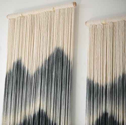 Image of IOWER Large Macrame Wall Hanging 5Pcs Handmade Dip-Dyed Mountain Wall Decor Combination Suspension Bedroom Living Room Modern Fiber Yarn Wall Art