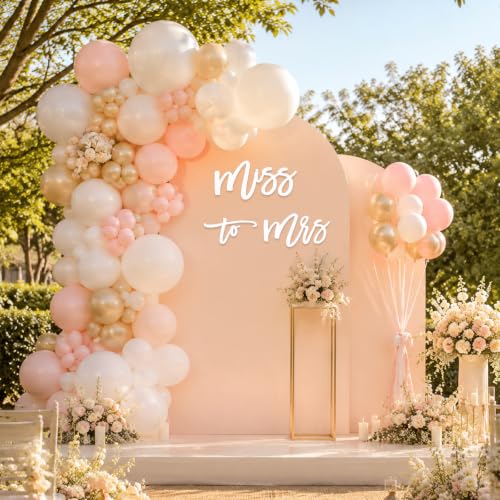 Image of Miss to Mrs Sign, Self Adhesive Miss to Mrs Letter Photo Props for Bridal Shower and Bachelorette Party, Engagement Wedding Balloon Arch (Pure White)
