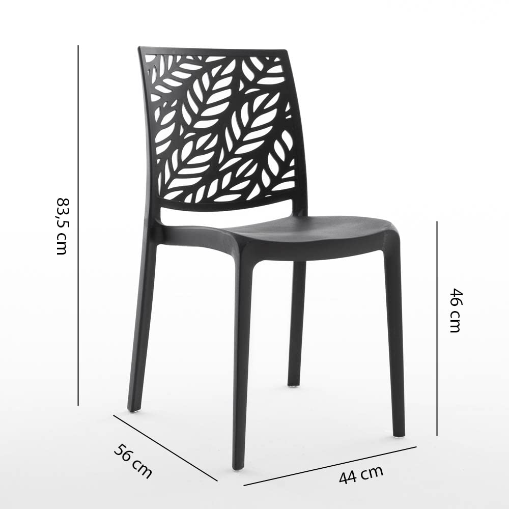 SIEDITI FUORI E DENTRO - Chaises Dafne en résine avec fibre de verre empilables pour intérieur/extérieur (6, anthracite)
