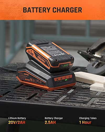 Fiilpow 4-1/2 Inch Cordless Circular Saw, 20V Mini Circular Saw Cordless 5500 Rpm & 2.0Ah Battery & Fast Charger, 3 Blades (24 Tct/80 Hcs/60 Diamond) For Wood, Soft Metal And Tile - Mc8 Pro #TOP5