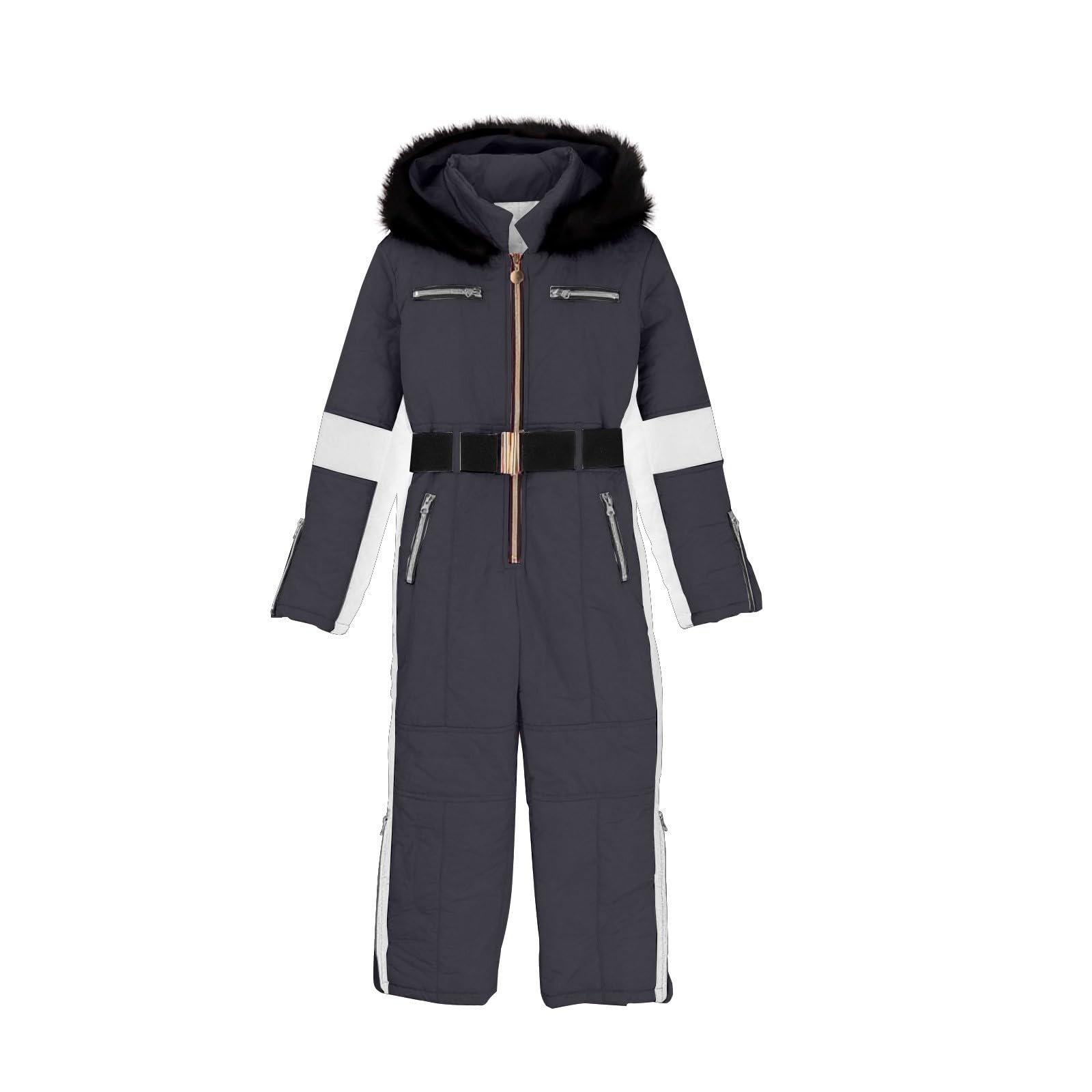 Generisch Combinaison de ski pour fille - Coupe-vent - Combinaison d'hiver chaude - Avec ceinture - Combinaison de ski - Pour sports de plein air