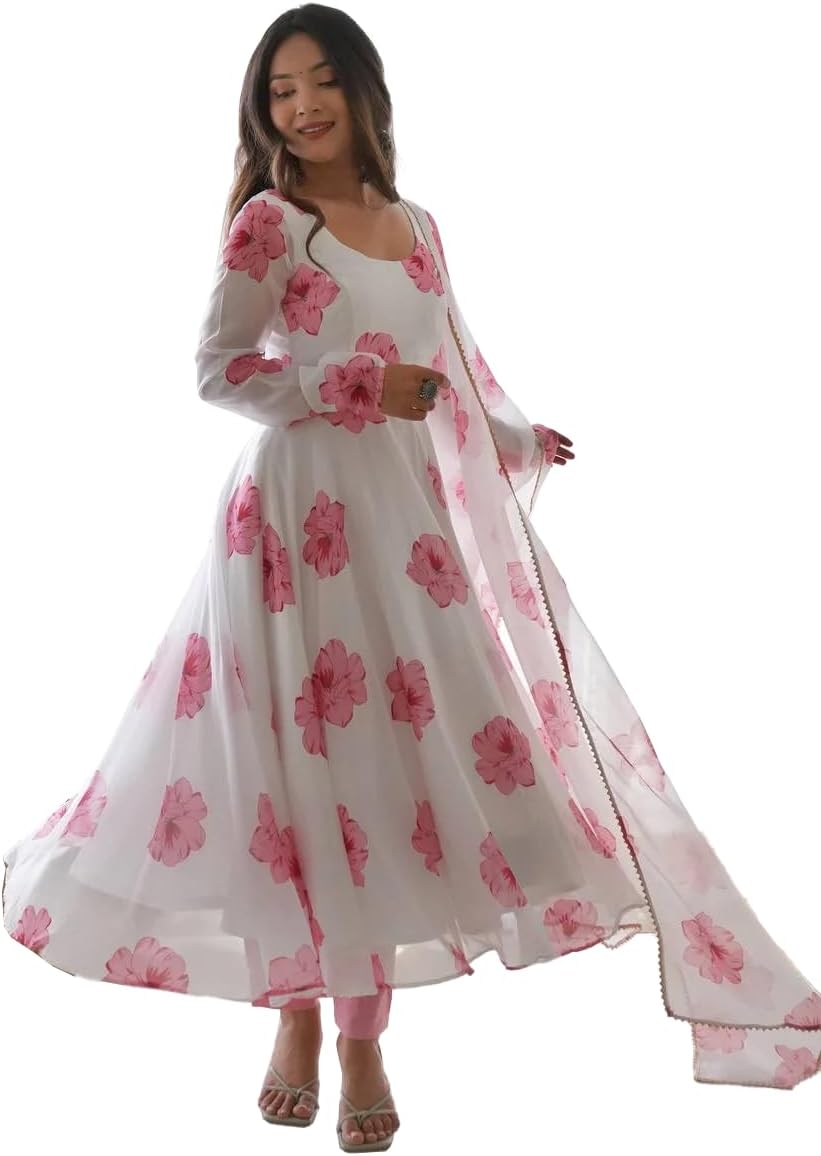 WedaniGeorgette Anarkali Kurta Set for Women