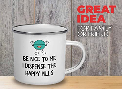 Flairy Land Pharmacist Camper Mug 12oz - Be Nice To Me A - Nurse Doctor Chemist Pharmacy Technician Patient Practicioner Laboratory Research Technologist