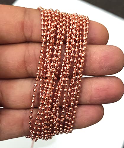 Image of GoSetGet! Gold+Silver+Copper (18 Mtrs) 1.5mm Metal Ball Chain for Jewelry Making, Crafts, Decorative, Long Lasting Shine (18 MtrGold+Copper+Silver)