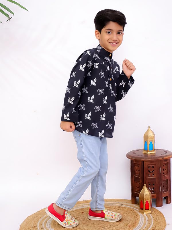 Image of superminis Boys Cotton Regular Fit Printed Kurta Shirt