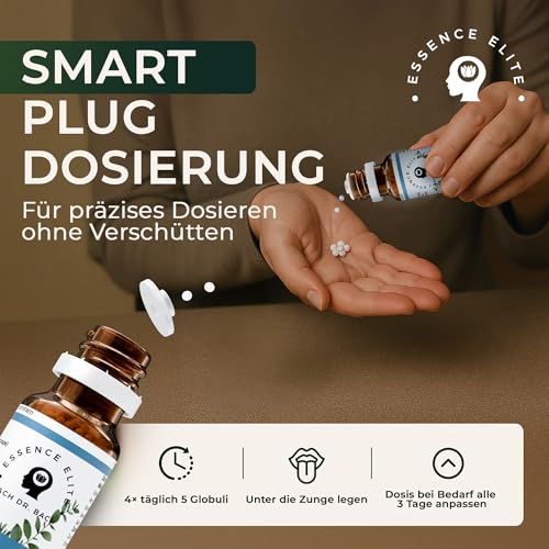 Essence Elite Bachblüten Globuli 10g - Natürliche Unterstützung bei Prüfungsangst und täglichem Stress, Bachblüten zur Beruhigung