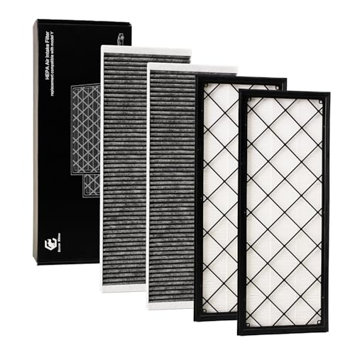 SCREW RHINO HEPA Air Filter for Tesla Model Y 2020 2021 2022 2023 2024 2025 2026,4-PCS Activated Carbon Intake Filter,Compatible with 1658376-00-A/1658375-00-A.