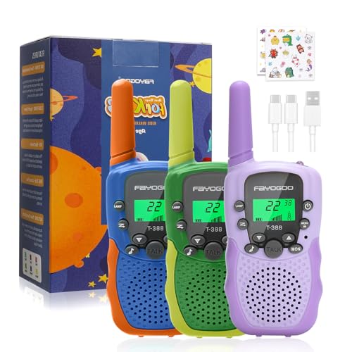 Image of FAYOGOO Walkie Talkies for Kids Long Range 2 Miles, Rechargeable Kids Walkie Talkies 3 Pack with Flashlight, Toys Gifts for 3-12 Year Old Boys Girls, Christmas Birthday Gifts Ideas Present