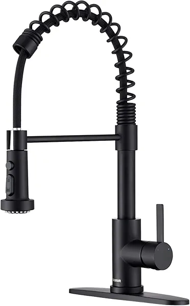 Faucet for Kitchen Sink, Black Kitchen Faucet with Pull Down Sprayer, GUUKAR Modern Commercial Spring Pull-Out Kitchen Sink Faucet