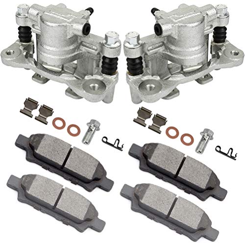 SCITOO Rear Brake Calipers With Bracket & Brake Pads 18B5039 18B5038 D1037 Fit For Chrysler 0/Sebring, For Dodge Avenger/Caliber, For Jeep Compass/Patriot 07-17, For Mitsubishi Lancer 08-17