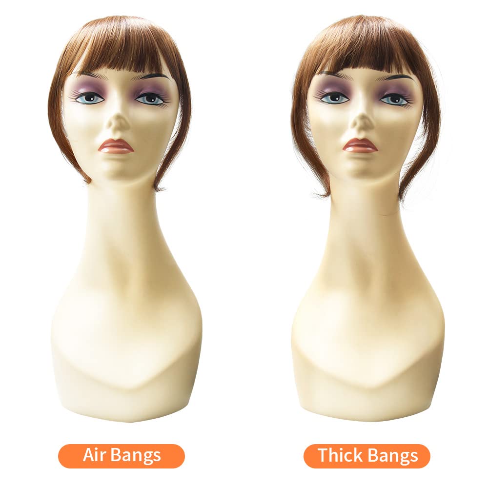 Flat Bangs Clip In Bangs Real Human Hair Bangs Hair Extensions Fringe Hair With Temples, Light Brown Color - Image 4