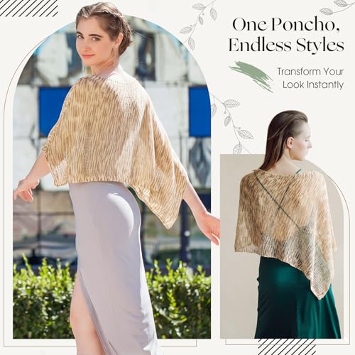 Image of Women Sheer Poncho Shrug Summer Sheer Blouse Top Lightweight Poncho Bolero for Evening Dress