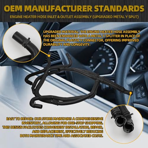 Image of Dasbecan 626-802 Engine Heater Hose Inlet & Outlet Assembly Compatible with Ford F-150 2015 2016 2017