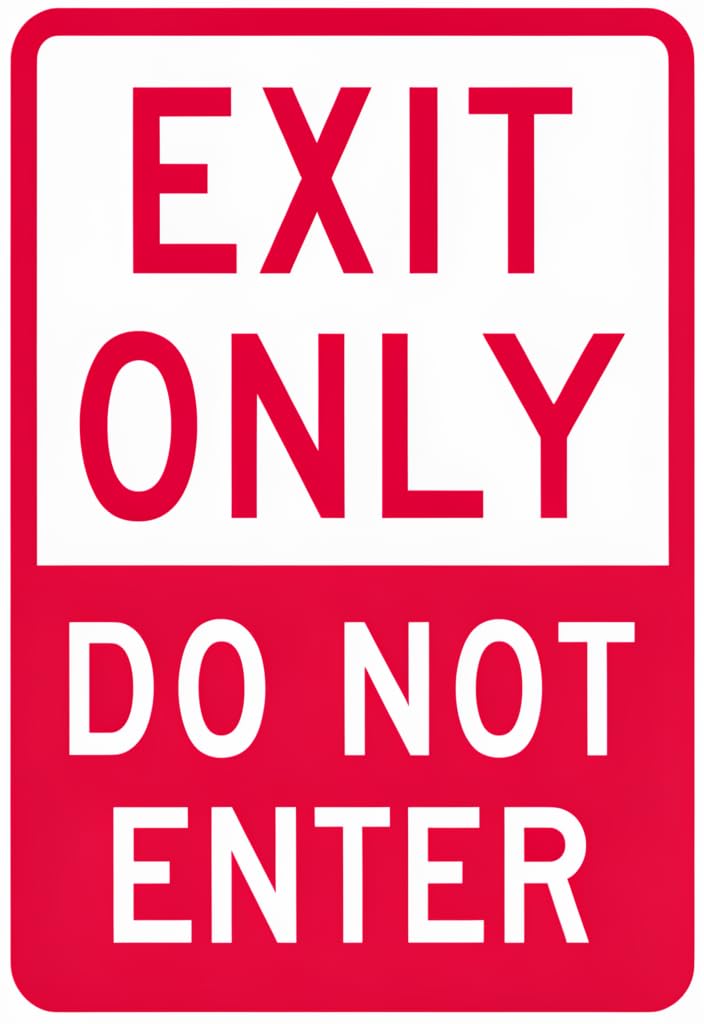peiyeety Exit Only DoEnter Tin Sign 12x8 Inch, Red & White Metal Wall Plaque, High-Visibility Safety Notice Decor for Door, Garage, Warehouse, Office, Home Entryway