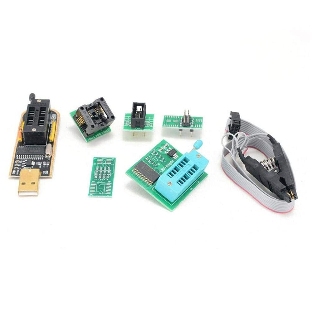 Lizusidtsy CH341A BIOS USB Programmer SOP8 DIP8 1.8V Conversion Socket 8-Pin Test Clip Set for or Motherboard, blue, 500129709