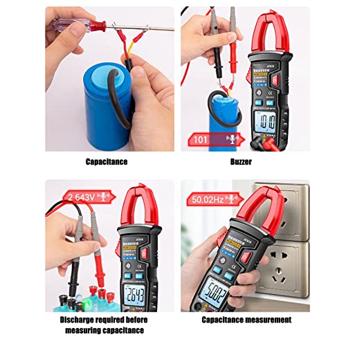 Image of Digital Clamp Meter Automatic Intelligent Voice Announcement ABS Red Multi Tester for Circuit