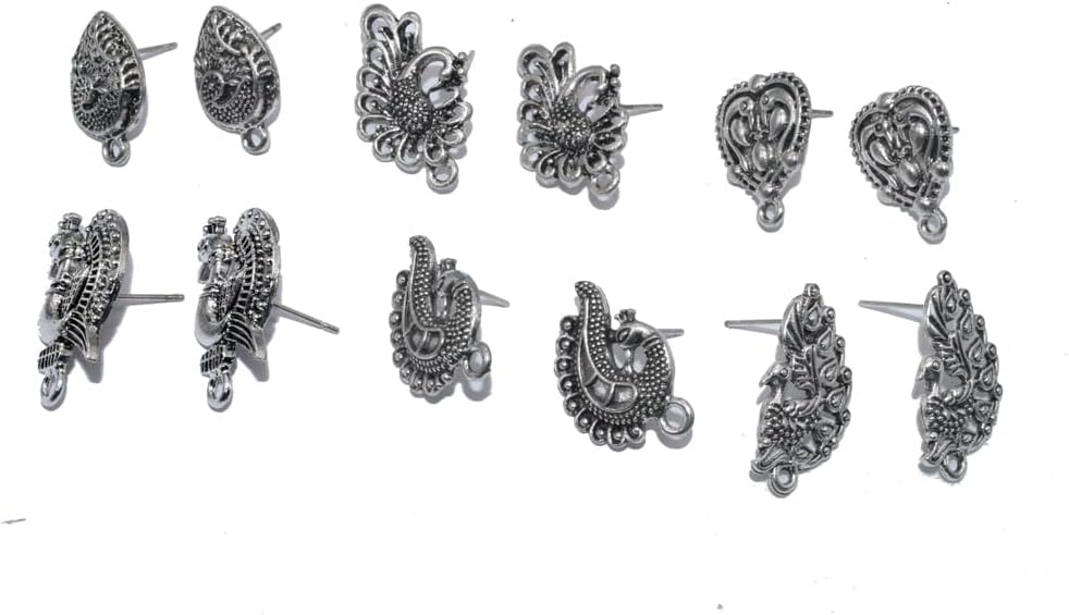 Random Design Metal Antique Studs Earrings Making Combo Pack of 12 Pair