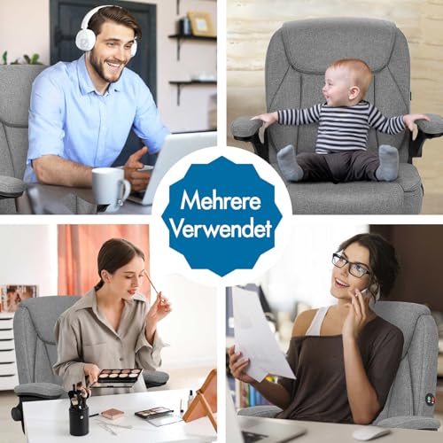 ALFORDSON Ergonomischer Bürostuhl Chefsessel Massage, höhenverstellbarer Schreibtischstuhl Armlehnen, Computerstuhl Wippfunktion 90°-135°, Drehstuhl mit Rollen,Besprechungsstuhl Stoff Schwarz