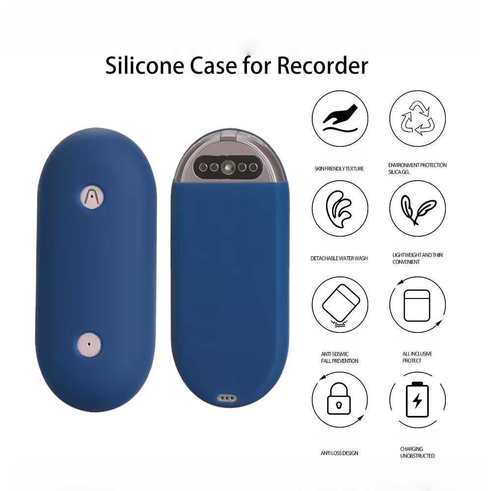 FTRONGRT Funda Compatible con PLAUD NotePin AI Grabadora, Silicona Suave, Durable, Anti-Rasguños Estuche Protector. Negro