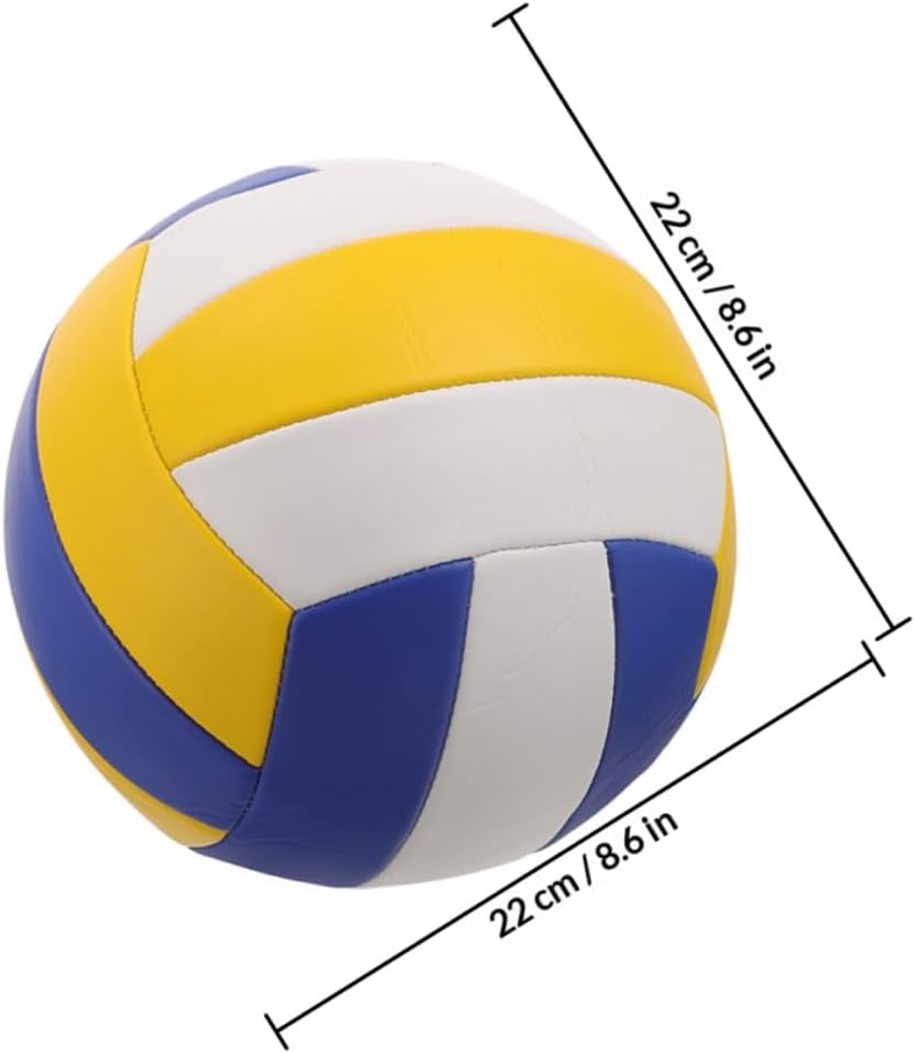 Cabilock Soft Adult Volleyball 1.6mm Thick Indoor Outdoor Training Ball for Sports Practice and Competition with Blue White Yellow Panels