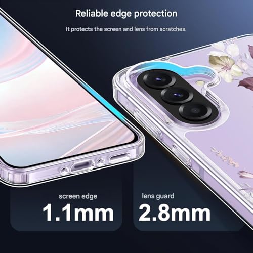 Image of Elzzi Clear Transparent Flower Cover for Samsung A37 5g Case Shockproof Case Floral Design Full Camera Protection Shockproof PC+TPU Covers for Girls & Women (Deep Purple)