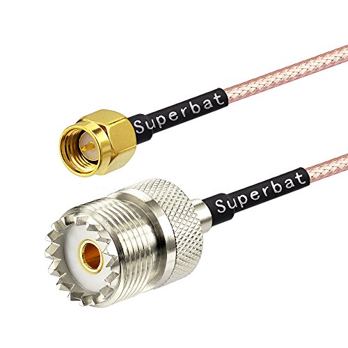 Superbat SMA Male to UHF SO239 Female 50ohm RG316 Cable 1m Ham Radio Antenna Cable with 2Pcs RF Adapters for CB/Handheld/Two Way Radio - Image 2