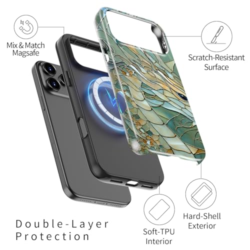 Image of Goodon for iPhone 17 Pro Case Cute - Wireless Charging Compatible - Dual-Layer Hard Shell + Silicone Cover - Protective Phone Case with Trendy Designs for Women - an Abstract Dragon