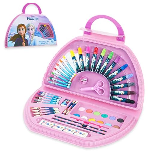 Disney Maletín Pinturas para Niños Frozen Princesas 50 Pzs (Rosa Frozen)