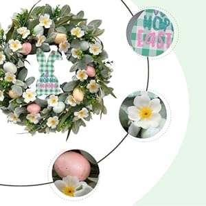 22 inch spring easter green leaves wreath for front door easter bunny wild flower eggs wreath for home decoration rustic farmhouse lamb ears floral for home  urban country home decor