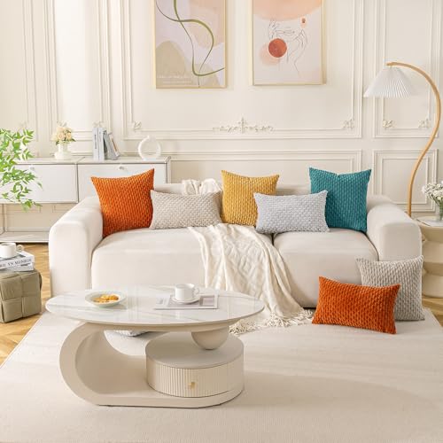 Set of 4 Teal Decorative Throw Pillow Covers 18x18 Inch Corduroy Pillow Covers for Bed Couch Sofa Living Room Soft Square Cushion Cases