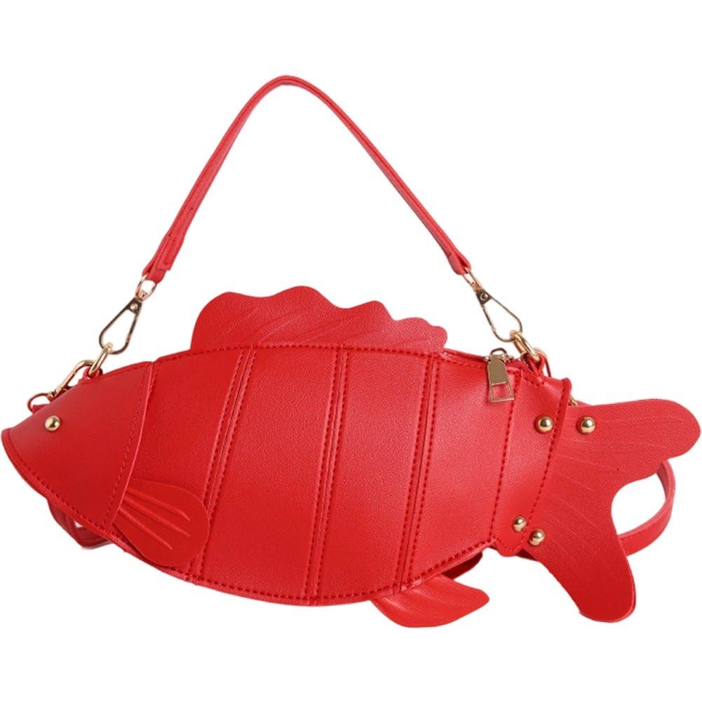 Sslvya 3d Fish Shaped Crossbody Bag for Women Pu Leather Shoulder Bag Novelty Handbag Purse for Travel Party & Daily Use