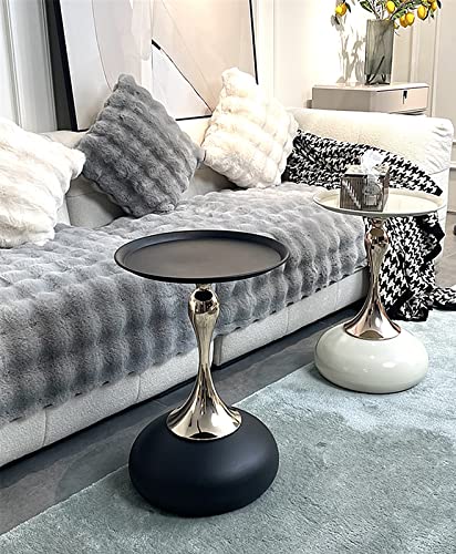 Lugshiree Small Round End Tables, Metal Side Table,Modern Space Saving Pedestal Minimalist Table Nightstand For Living Room Apartment Bedroom(White) #TOP3