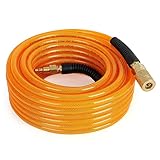 FYPower Air Compressor Hose 1/4 Inch x 50 Feet Flexeel Reinforced Polyurethane (PU) Air Hose with Fittings, Bend Restrictors, 1/4