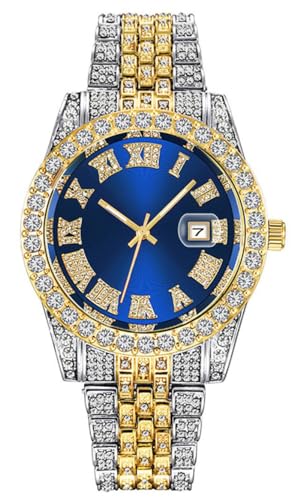 Montre homme bicolore bleu strass le cadeau idéal marquant